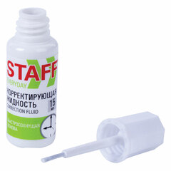 Корректирующая жидкость STAFF &laquo;Everyday&raquo; быстросохнущая, 15 мл, с кисточкой, 229398