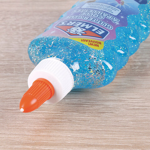 Клей для слаймов канцелярский с блестками ELMERS "Glitter Glue", 177 мл, голубой, 2077252