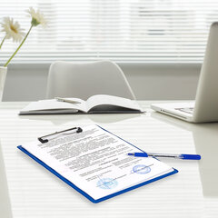 Доска-планшет STAFF с прижимом А4 (228&times;318 мм), картон/<wbr/>ПВХ, СИНЯЯ, 229555