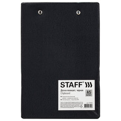 Доска-планшет МАЛЫЙ ФОРМАТ (158&times;230 мм), А5, STAFF, с прижимом, картон/<wbr/>ПВХ, ЧЕРНАЯ, 229556