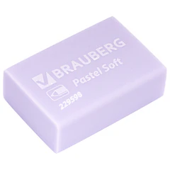 Ластики BRAUBERG &laquo;Pastel Soft&raquo; НАБОР 12 шт., размер ластика 31&times;20&times;10 мм, экологичный ПВХ, 229598