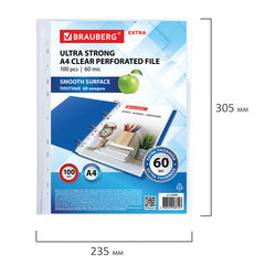 Папки-файлы перфорированные плотные А4 BRAUBERG &laquo;ГЛЯНЦЕВЫЕ EXTRA 600&raquo; КОМПЛЕКТ 100 шт., ПЛОТНЫЕ, 60 мкм, 229665