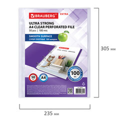 Папки-файлы перфорированные А4 BRAUBERG &laquo;EXTRA 1000&raquo;, КОМПЛЕКТ 50 шт., гладкие, ПЛОТНЫЕ, 100 мкм, 229672