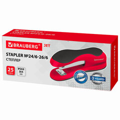 Степлер №24/<wbr/>6, 26/<wbr/>6 BRAUBERG &laquo;JET&raquo;, до 25 листов, эргономичный, красно-черный, 229688