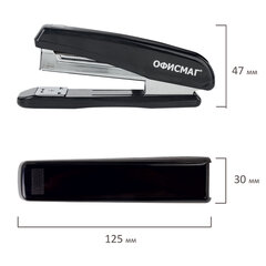 Степлер №24/<wbr/>6, 26/<wbr/>6 ОФИСМАГ, до 25 листов, черный, 229691