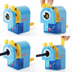 Точилка механическая ПИФАГОР &laquo;Монстрик&raquo;, корпус голубой, для чернографитных и цветных карандашей, 229715