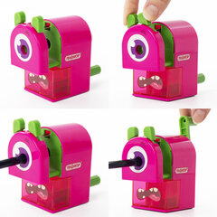 Точилка механическая ПИФАГОР &laquo;Монстрик&raquo;, корпус розовый, для чернографитных и цветных карандашей, 229716