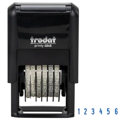 Нумератор 6 разрядов, оттиск 25&times;4 мм, синий, TRODAT 4846 P2, корпус черный, подушка
