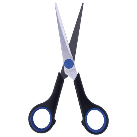 Ножницы BRAUBERG "Soft Grip", 165 мм, черно-синие, резиновые вставки, 3-сторонняя заточка, 230761 - фото 7