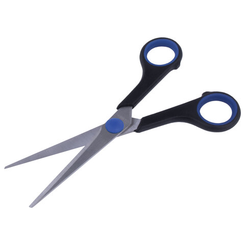 Ножницы BRAUBERG "Soft Grip", 165 мм, черно-синие, резиновые вставки, 3-сторонняя заточка, 230761 - фото 8