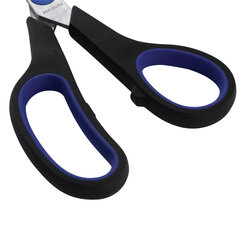 Ножницы BRAUBERG &laquo;Soft Grip&raquo;, 216 мм, черно-синие, резиновые вставки, 3-х сторонняя заточка, 230763