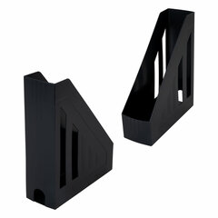 Лоток вертикальный для бумаг BRAUBERG &laquo;Contract&raquo; (260&times;85&times;300 мм), отверстия на торцах, черный, 230886