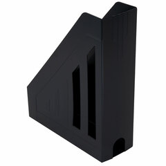 Лоток вертикальный для бумаг BRAUBERG &laquo;Contract&raquo; (260&times;85&times;300 мм), отверстия на торцах, черный, 230886