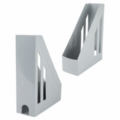 Лоток вертикальный для бумаг BRAUBERG &laquo;Contract&raquo; (260&times;85&times;300 мм), отверстия на торцах, серый, 230887