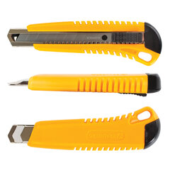 Нож канцелярский 18 мм BRAUBERG &laquo;Standard&raquo;, 3 лезвия в комплекте, автофиксатор, корпус ассорти, 230918