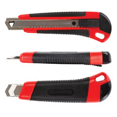 Нож канцелярский 18 мм BRAUBERG &laquo;Universal&raquo;, 3 лезвия в комплекте, автофиксатор, резиновые вставки, 230919