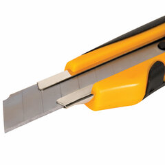 Нож канцелярский 18 мм BRAUBERG &laquo;Universal&raquo;, 3 лезвия в комплекте, автофиксатор, резиновые вставки, 230920