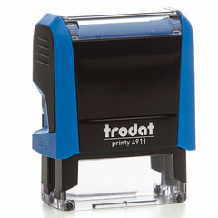 Штамп самонаборный 3-строчный, оттиск 38&times;14 мм, синий без рамки, TRODAT 4911P4/<wbr/>DB, КАССА В КОМПЛЕКТЕ