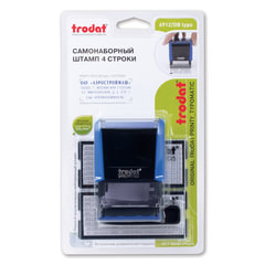 Штамп самонаборный 4-строчный, оттиск 47&times;18 мм, синий без рамки, TRODAT 4912P4/<wbr/>DB, КАССЫ В КОМПЛЕКТЕ
