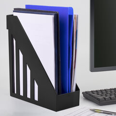 Лоток вертикальный для бумаг, увеличенная ширина (277&times;100&times;290 мм), BRAUBERG-MAXI, черный, 231050