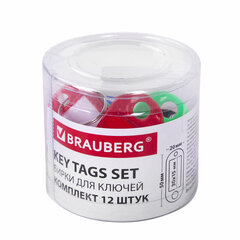 Бирки для ключей КОМПЛЕКТ 12 шт., длина 50 мм, инфо-окно 30&times;15 мм, АССОРТИ, BRAUBERG, 231151
