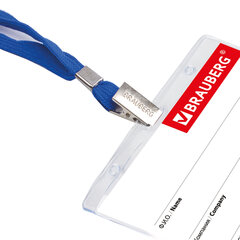 Бейдж горизонтальный (60&times;90 мм), на синей ленте 45 см, BRAUBERG, 231156