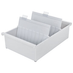 Картотека пластиковая ФОРМАТ А5 (210х148 мм) горизонтальная на 1300 карт, серая, HAN (Германия), НА955/0/11