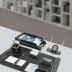 Набор настольный GALANT из мрамора, 8 предметов, черный мрамор/<wbr/>серебристые металлические детали, 231192