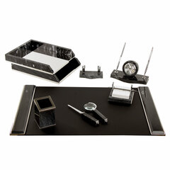 Набор настольный GALANT из мрамора, 8 предметов, черный мрамор/<wbr/>серебристые металлические детали, 231192