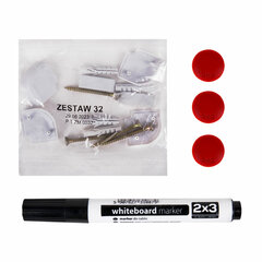 Доска магнитно-маркерная 120&times;240 см, алюминиевая рамка, лаковое покрытие, 2&times;3 (Польша), TSA1224