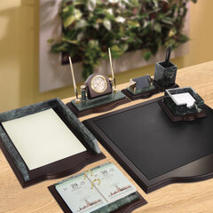 Набор настольный GALANT из мрамора, 7 предметов, зеленый мрамор/<wbr/>отделка красное дерево, 231485