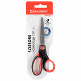 Ножницы BRAUBERG "Office", 160 мм, красно-черные, прорезиненные ручки, 2-х сторонняя заточка, 231564