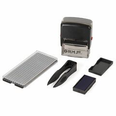 Штамп самонаборный 4-строчный, оттиск 38&times;14 мм, синий, без рамки, GRM 20, КАССА В КОМПЛЕКТЕ, 116000010