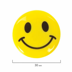 Магниты диаметром 30 мм, КОМПЛЕКТ 4 штуки, &laquo;СМАЙЛИКИ&raquo;, ЖЕЛТЫЕ, в блистере, BRAUBERG, 231727