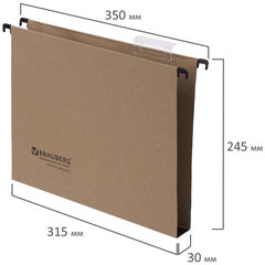 Подвесные папки А4 (350&times;245 мм), до 300 листов, КОМПЛЕКТ 10 шт., картон, BRAUBERG (Италия), 231788