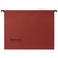 Подвесные папки А4 (350&times;245 мм), до 80 листов, КОМПЛЕКТ 10 шт., красные, картон, BRAUBERG (Италия), 231792