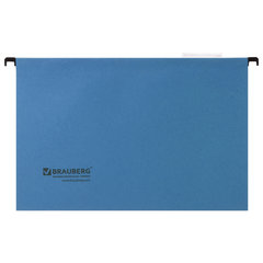 Подвесные папки А4/<wbr/>Foolscap (406&times;245 мм), до 80 листов, КОМПЛЕКТ 10 шт., синие, картон, BRAUBERG (Италия), 231793