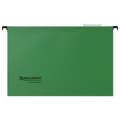 Подвесные папки А4/<wbr/>Foolscap (406&times;245 мм), до 80 листов, КОМПЛЕКТ 10 шт., зеленые, картон, BRAUBERG (Италия), 231795
