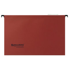 Подвесные папки А4/<wbr/>Foolscap (406&times;245 мм), до 80 листов, КОМПЛЕКТ 10 шт., красные, картон, BRAUBERG (Италия), 231796