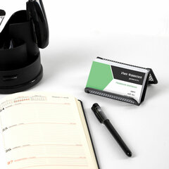 Подставка для визиток настольная BRAUBERG &laquo;Germanium&raquo;, металлическая, 43&times;95&times;71 мм, черная, 231942