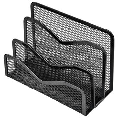 Подставка для бумаг и писем BRAUBERG &laquo;Germanium&raquo;, металлическая, 3 секции, 122&times;173&times;83 мм, черная, 231946