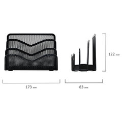 Подставка для бумаг и писем BRAUBERG &laquo;Germanium&raquo;, металлическая, 3 секции, 122&times;173&times;83 мм, черная, 231946