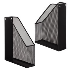 Лоток вертикальный для бумаг BRAUBERG &laquo;Germanium&raquo; (250&times;72&times;315 мм), металлический, черный, 231948