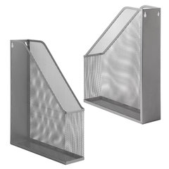 Лоток вертикальный для бумаг BRAUBERG &laquo;Germanium&raquo; (250&times;72&times;315 мм), металлический, серебряный, 231949