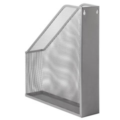 Лоток вертикальный для бумаг BRAUBERG &laquo;Germanium&raquo; (250&times;72&times;315 мм), металлический, серебряный, 231949