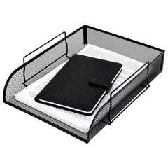 Лоток горизонтальный металлический для бумаг BRAUBERG &laquo;Germanium&raquo;, А4 (260&times;337&times;77 мм), черный, 231954