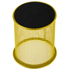 Подставка-органайзер BRAUBERG &laquo;Germanium&raquo;, металлическая, круглое основание,100&times;89 мм, желтая, 231980
