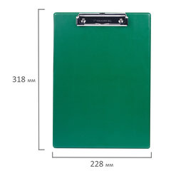 Доска-планшет BRAUBERG &laquo;NUMBER ONE&raquo; с прижимом А4 (228&times;318 мм), картон/<wbr/>ПВХ, ЗЕЛЕНАЯ, 232222