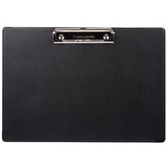 Доска-планшет ГОРИЗОНТАЛЬНАЯ (318&times;228 мм), А4, BRAUBERG &laquo;NUMBER ONE &raquo; с прижимом, картон/<wbr/>ПВХ, ЧЕРНАЯ, 232223