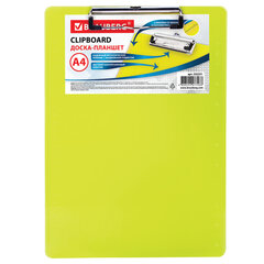 Доска-планшет BRAUBERG &laquo;Energy&raquo; с прижимом А4 (226&times;315 мм), пластик, 2 мм, неоновый, ЖЕЛТАЯ, 232231
